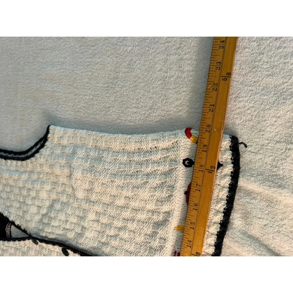 Marisa Christina Petite Nautical Hand Knit Sweater‎ Vest White Ramie Cotton Vtg